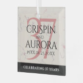 Elegant 37th Alabaster Wedding Jubileum Glas Ornament (Voorkant links)