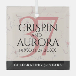 Elegant 37th Alabaster Wedding Jubileum Glas Ornament