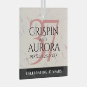 Elegant 37th Alabaster Wedding Jubileum Glas Ornament (Voorkant Rechts)