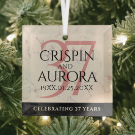 Elegant 37th Alabaster Wedding Jubileum Glas Ornament