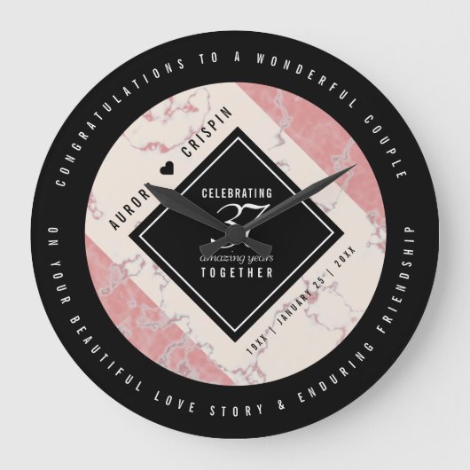 Elegant 37th Alabaster Wedding Jubileum Grote Klok (Voorkant)