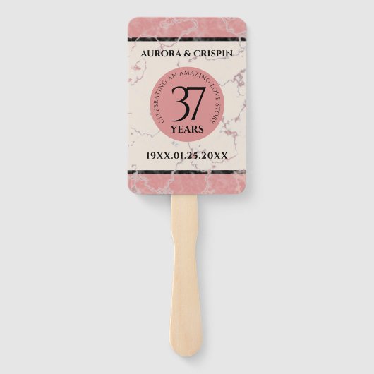 Elegant 37th Alabaster Wedding Jubileum Handwaaier (Achterkant)