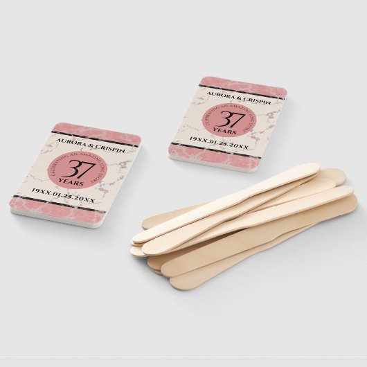 Elegant 37th Alabaster Wedding Jubileum Handwaaier (Niet-gemonteerd)