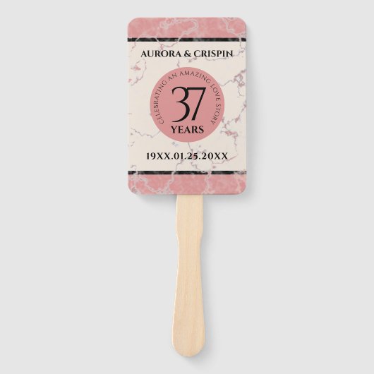 Elegant 37th Alabaster Wedding Jubileum Handwaaier (Voorkant)
