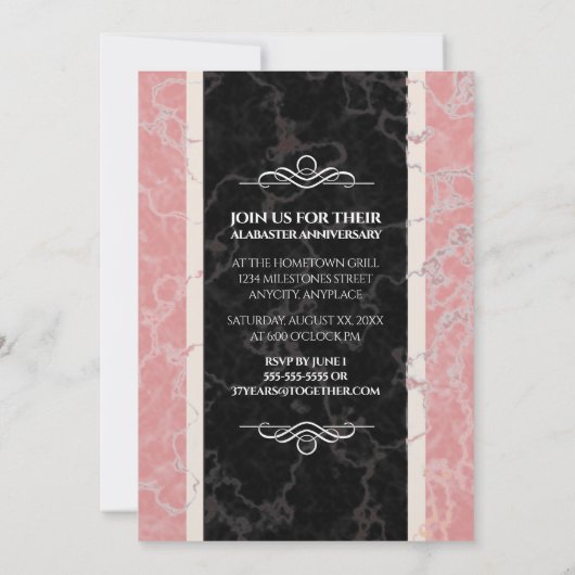 Elegant 37th Alabaster Wedding Jubileum Kaart (Achterkant)