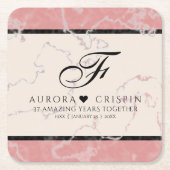 Elegant 37th Alabaster Wedding Jubileum Kartonnen Onderzetters (Voorkant)