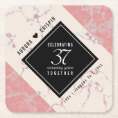 Elegant 37th Alabaster Wedding Jubileum Kartonnen Onderzetters (Voorkant)