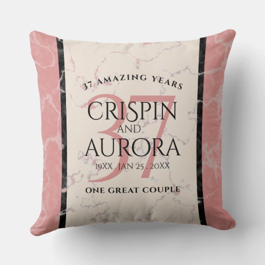 Elegant 37th Alabaster Wedding Jubileum Kussen (Achterkant)