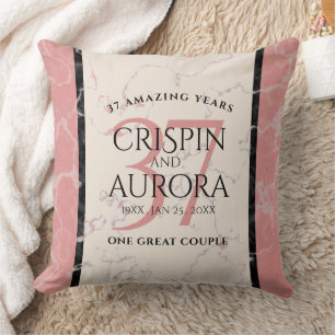 Elegant 37th Alabaster Wedding Jubileum Kussen