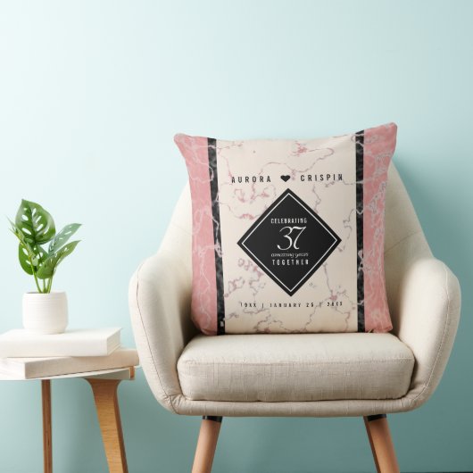 Elegant 37th Alabaster Wedding Jubileum Kussen (Stoel)