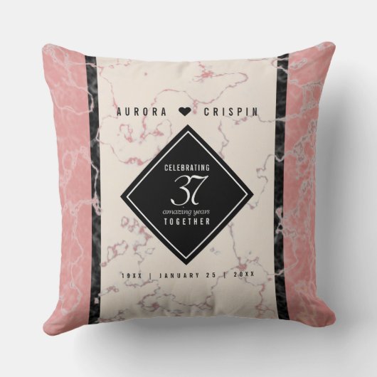 Elegant 37th Alabaster Wedding Jubileum Kussen (Achterkant)