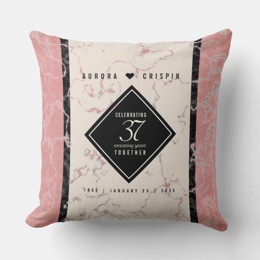 Elegant 37th Alabaster Wedding Jubileum Kussen (Voorkant)
