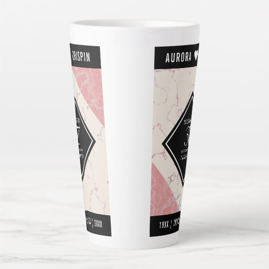 Elegant 37th Alabaster Wedding Jubileum Latte Mok (Voorkant)