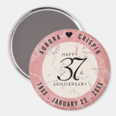 Elegant 37th Alabaster Wedding Jubileum Magneet (Voorkant / Achterkant)