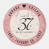 Elegant 37th Alabaster Wedding Jubileum Magneet (Voorkant)