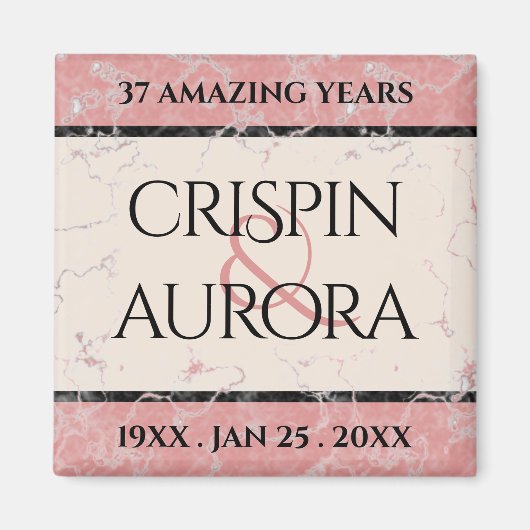Elegant 37th Alabaster Wedding Jubileum Magneet (Voorkant)