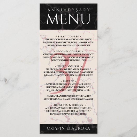 Elegant 37th Alabaster Wedding Jubileum Menu (Voorkant)