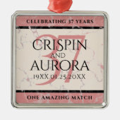 Elegant 37th Alabaster Wedding Jubileum Metalen Ornament (Voorkant)
