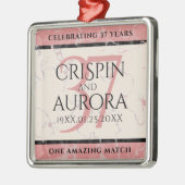 Elegant 37th Alabaster Wedding Jubileum Metalen Ornament (Links)