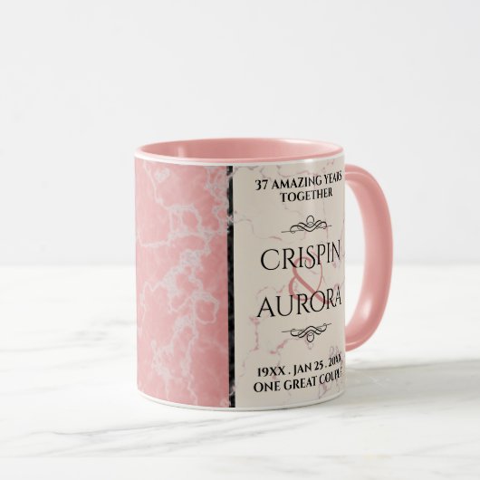 Elegant 37th Alabaster Wedding Jubileum Mok (Voorkant rechts)