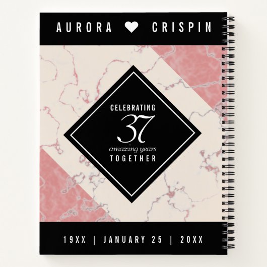 Elegant 37th Alabaster Wedding Jubileum Notitieboek (Achterkant)