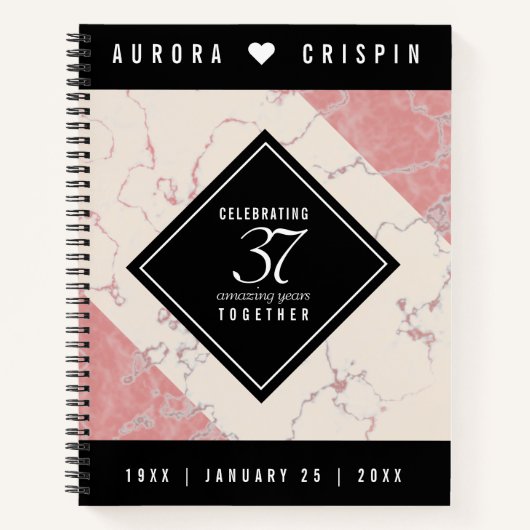 Elegant 37th Alabaster Wedding Jubileum Notitieboek (Voorkant)