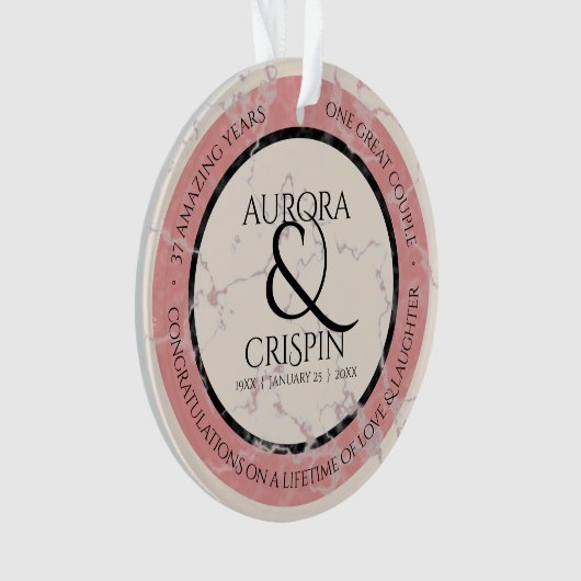 Elegant 37th Alabaster Wedding Jubileum Ornament (voorkant)