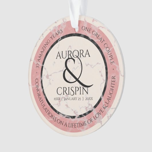 Elegant 37th Alabaster Wedding Jubileum Ornament (voorkant)