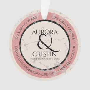 Elegant 37th Alabaster Wedding Jubileum Ornament