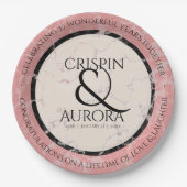 Elegant 37th Alabaster Wedding Jubileum Papieren Bordje (Voorkant)