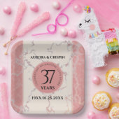 Elegant 37th Alabaster Wedding Jubileum Papieren Bordje (Feest)