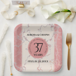 Elegant 37th Alabaster Wedding Jubileum Papieren Bordje