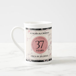 Elegant 37th Alabaster Wedding Jubileum Porselein Kop