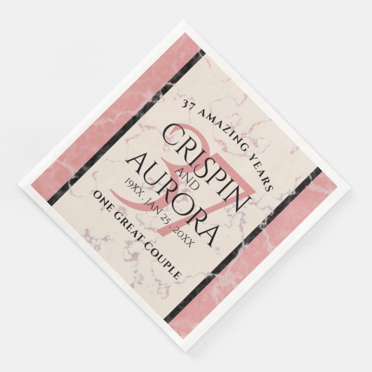 Elegant 37th Alabaster Wedding Jubileum Servet (Hoek)