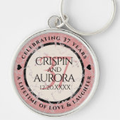 Elegant 37th Alabaster Wedding Jubileum Sleutelhanger (Voorkant)