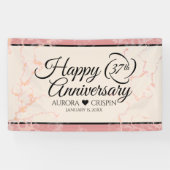 Elegant 37th Alabaster Wedding Jubileum Spandoek (Horizontaal)