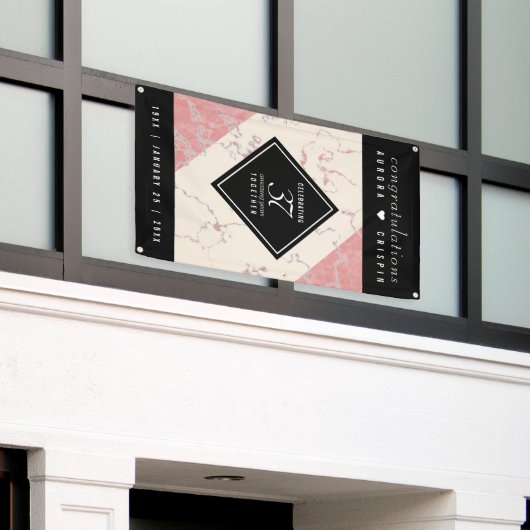 Elegant 37th Alabaster Wedding Jubileum Spandoek (Buitenkant Gebouw)