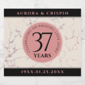 Elegant 37th Alabaster Wedding Jubileum Sparkling Wijnetiket (Enkel label)