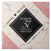 Elegant 37th Alabaster Wedding Jubileum Tegeltje (Voorkant)