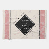 Elegant 37th Alabaster Wedding Jubileum Theedoek (Horizontaal)