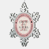 Elegant 37th Alabaster Wedding Jubileum Tin Sneeuwvlok Ornament (Rechts)