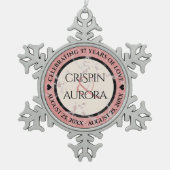 Elegant 37th Alabaster Wedding Jubileum Tin Sneeuwvlok Ornament (Voorkant)