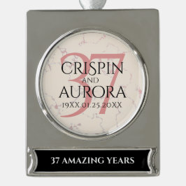 Elegant 37th Alabaster Wedding Jubileum Verzilverd Banner Ornament