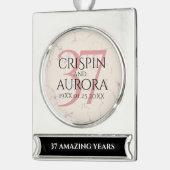 Elegant 37th Alabaster Wedding Jubileum Verzilverd Banner Ornament (Links)