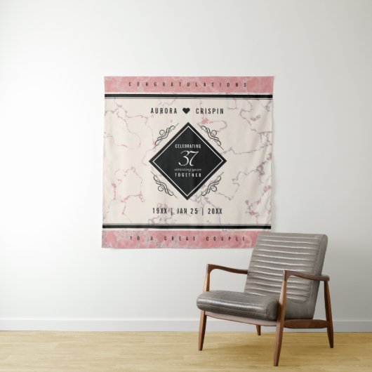 Elegant 37th Alabaster Wedding Jubileum Wandkleed (In situ)