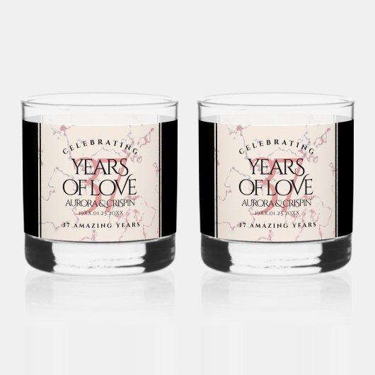 Elegant 37th Alabaster Wedding Jubileum Whisky Glas (Achterkant)