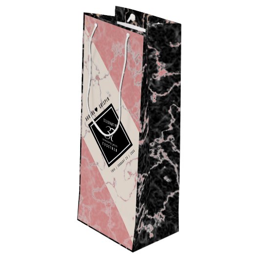 Elegant 37th Alabaster Wedding Jubileum Wijn Cadeautas (Achterkant Gekanteld)