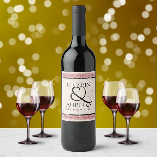 Elegant 37th Alabaster Wedding Jubileum Wijn Etiket