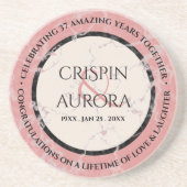 Elegant 37th Alabaster Wedding Jubileum Zandsteen Onderzetter (Voorkant)