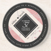 Elegant 37th Alabaster Wedding Jubileum Zandsteen Onderzetter (Voorkant)